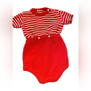 Vintage The Dell Company Red and White Bodysuit/Onesie